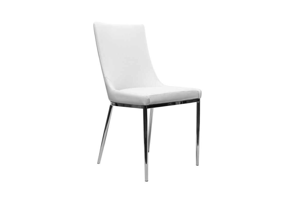 Chaises design polyur�thane blanc et acier chrom� (lot de 2) IRA