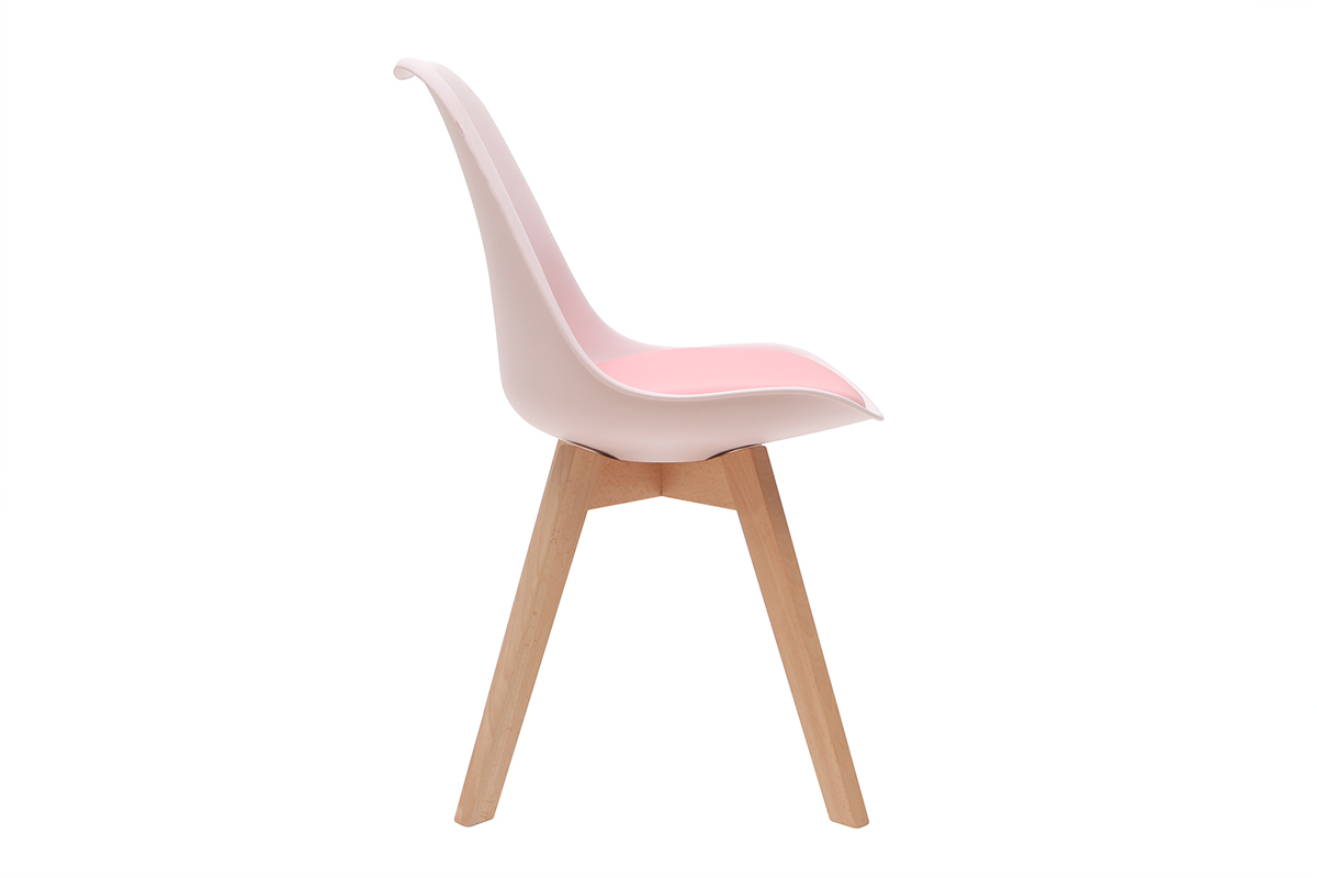 Chaises design rose avec pieds bois clair (lot de 2) PAULINE