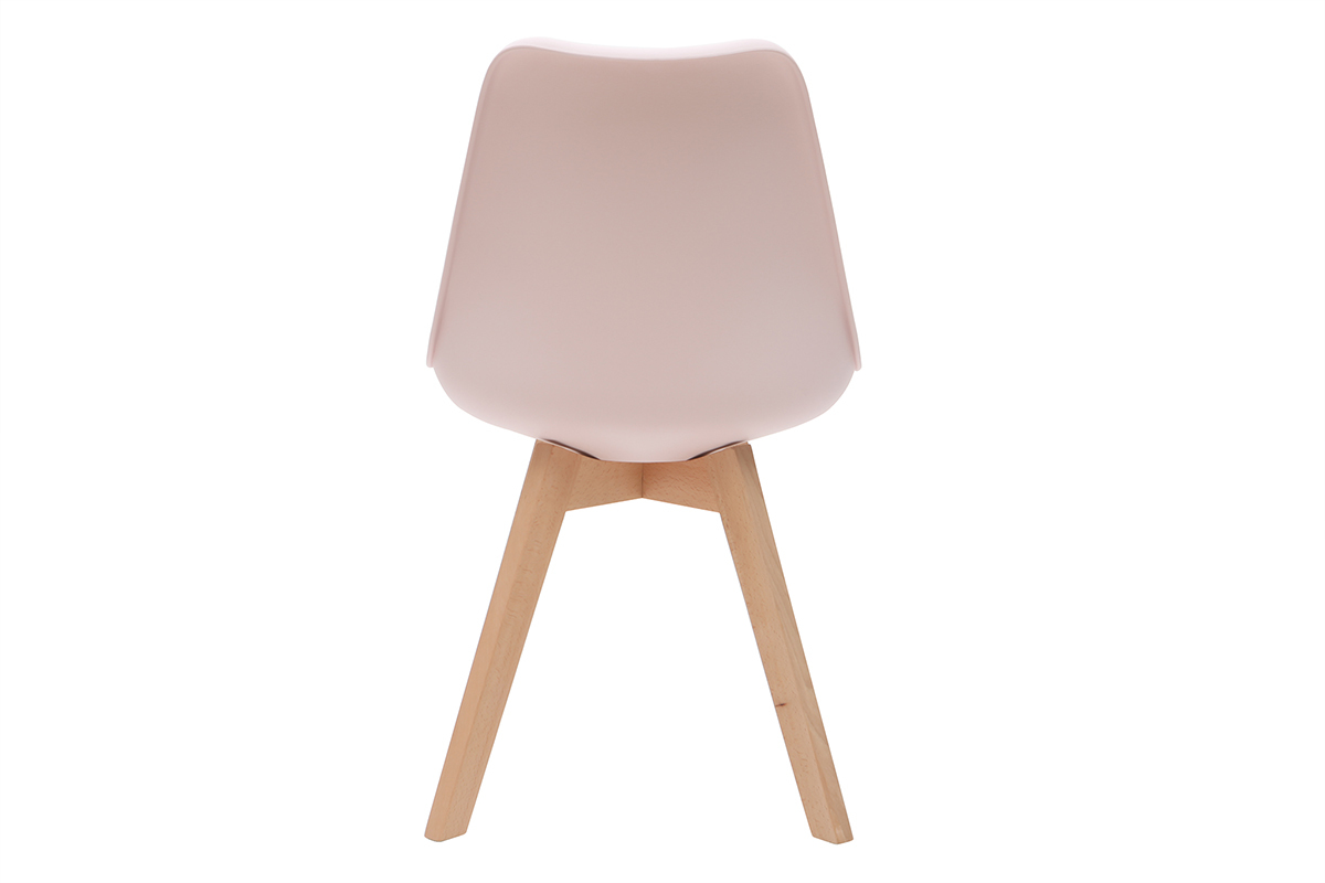 Chaises design rose avec pieds bois clair (lot de 2) PAULINE