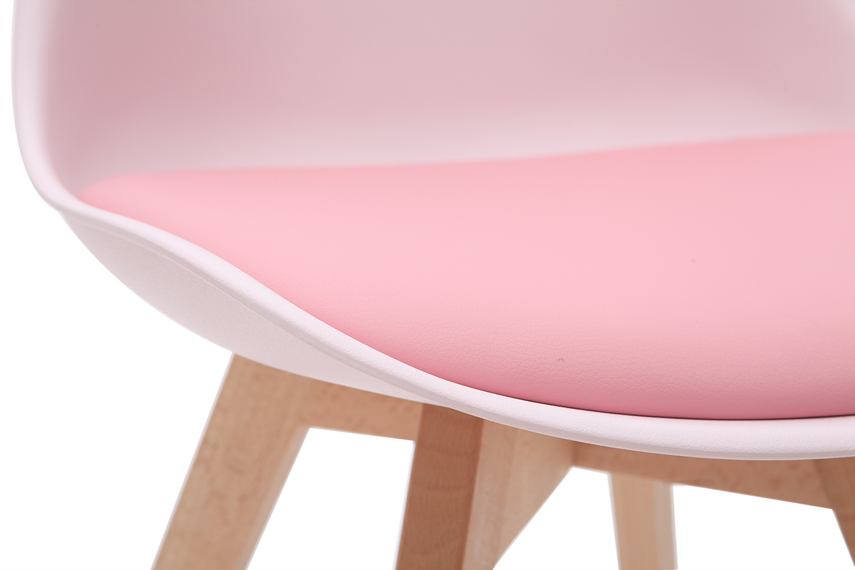 Chaises design rose avec pieds bois clair (lot de 2) PAULINE