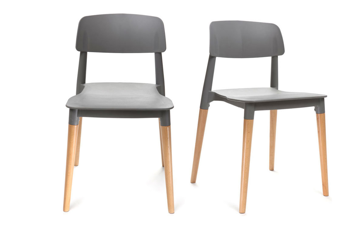 Chaises design scandinave grises (lot de 2) GILDA
