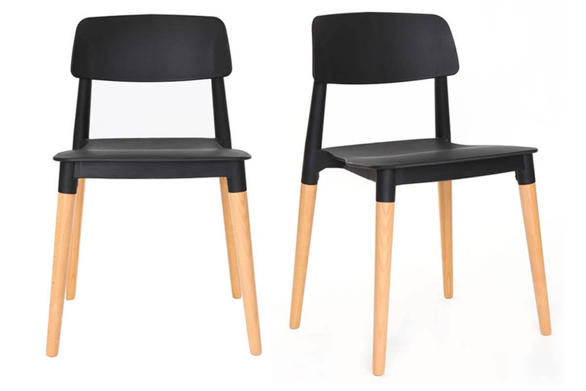 Chaises design scandinave noires (lot de 2) GILDA