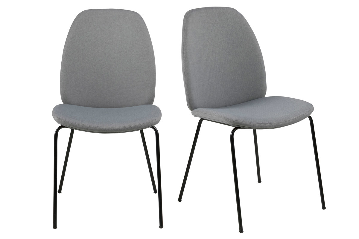 Chaises design tissu gris clair (lot de 2) PALOMA