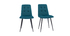 Chaises design velours capitonnées bleu pétrole et métal noir (lot de 2) ESCAPE
