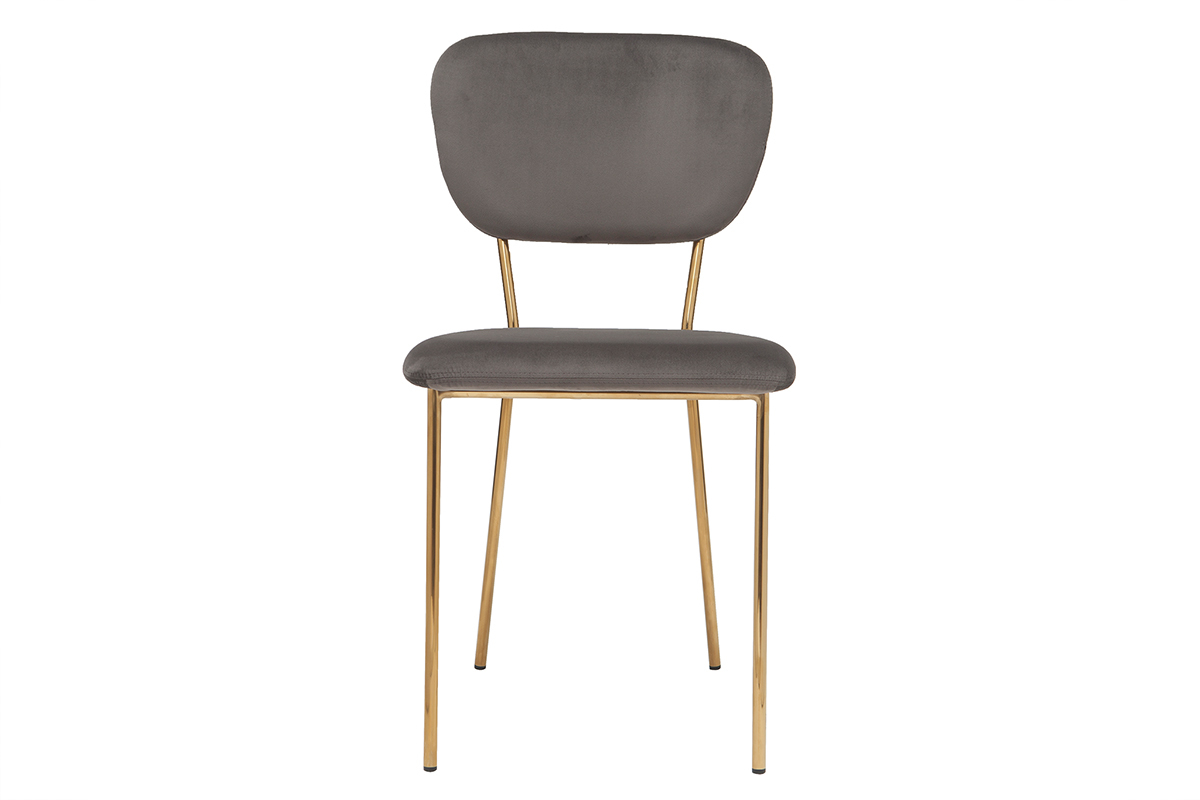 Chaises design velours gris fonc� et m�tal dor� (lot de 2) LEPIDUS