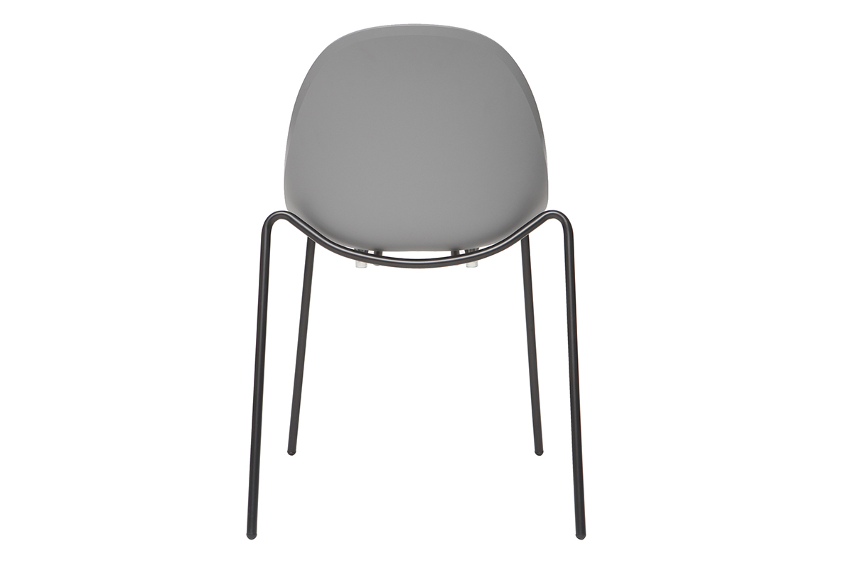 Chaises empilables design grises pieds m�tal (lot de 2) CONCHA