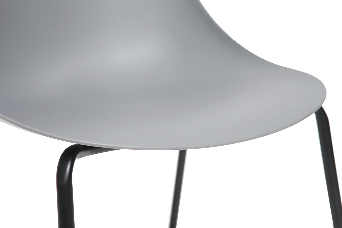 Chaises empilables design grises pieds m�tal (lot de 2) CONCHA