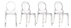 Chaises empilables design médaillon transparente intérieur / extérieur - lot de 4 LOUISON