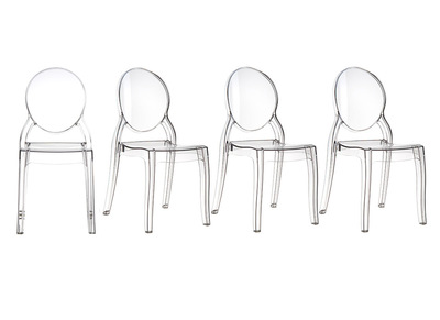 Chaises empilables design m&eacute;daillon transparente int&eacute;rieur / ext&eacute;rieur - lot de 4 LOUISON