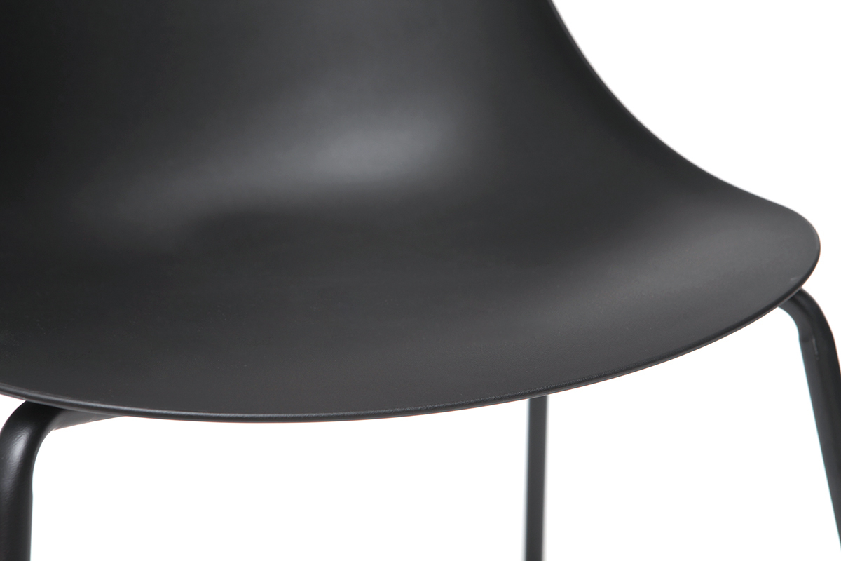 Chaises empilables design noires pieds m�tal (lot de 2) CONCHA