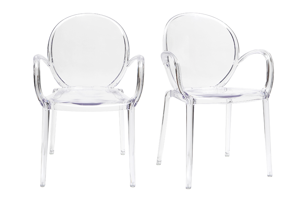 Chaises empilables design transparentes (lot de 2) CRISTAL