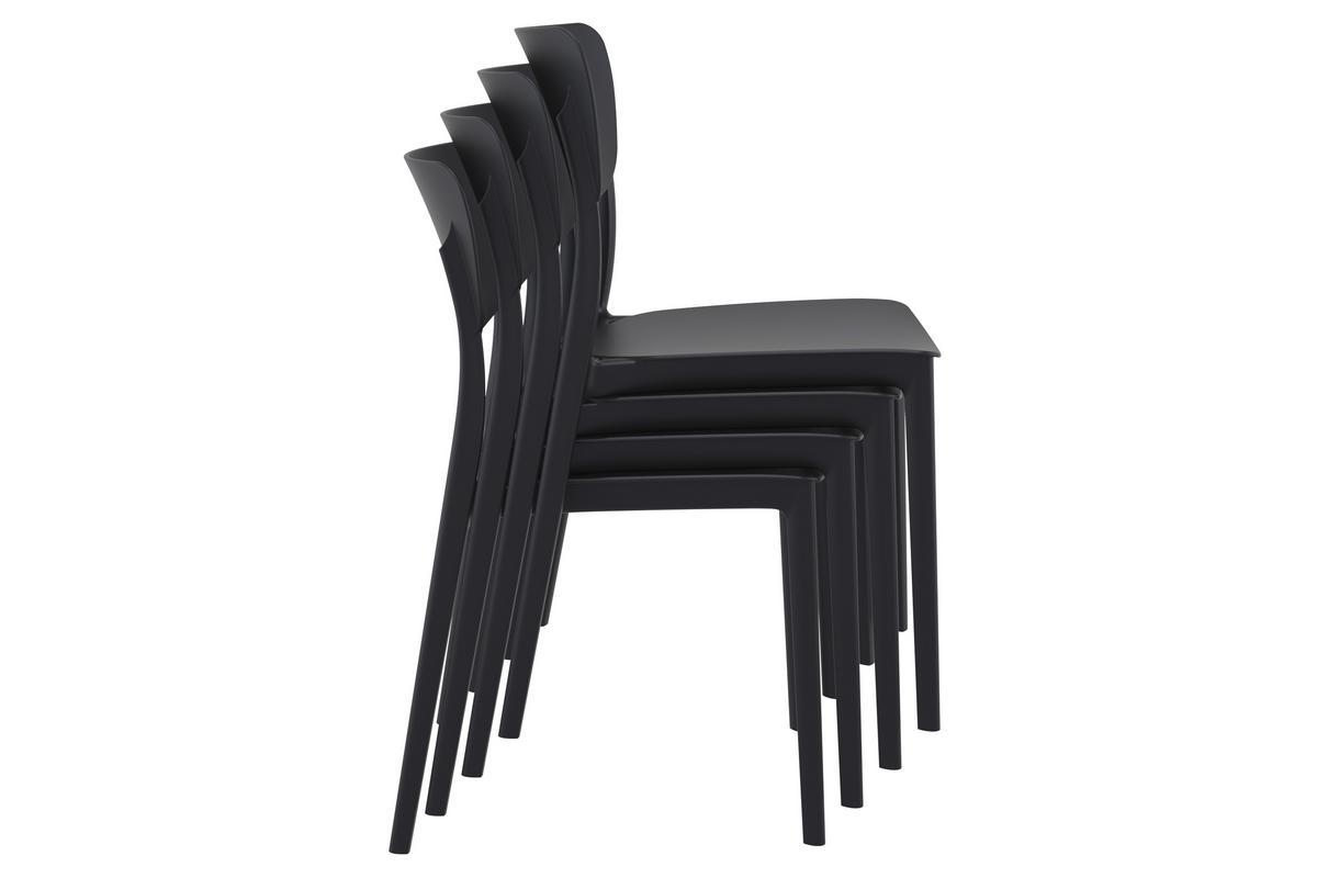 Chaises empilables noires int�rieur / ext�rieur (lot de 4) COBB