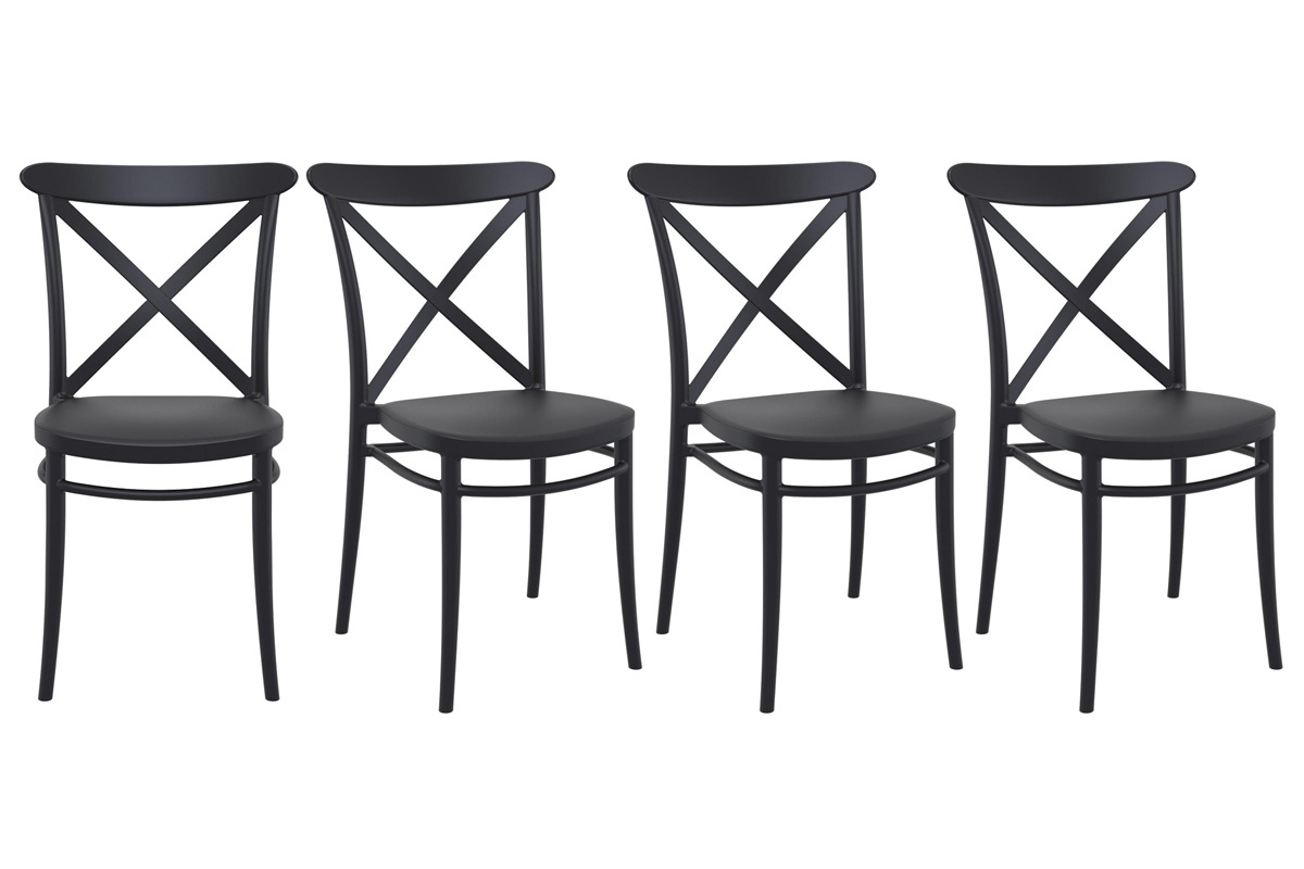 Chaises empilables noires int�rieur / ext�rieur (lot de 4) GERMAIN