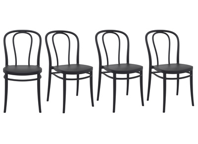 Chaises empilables noires int&eacute;rieur / ext&eacute;rieur (lot de 4) MATTY