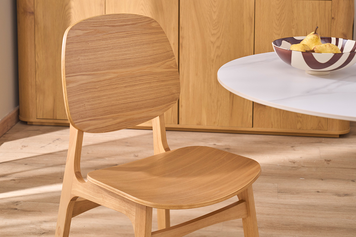 Chaises en bois clair fr�ne (lot de 2) SOQUETTE