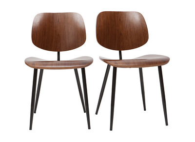 Chaises en bois foncé noyer et métal noir (lot de 2) TOBIAS
