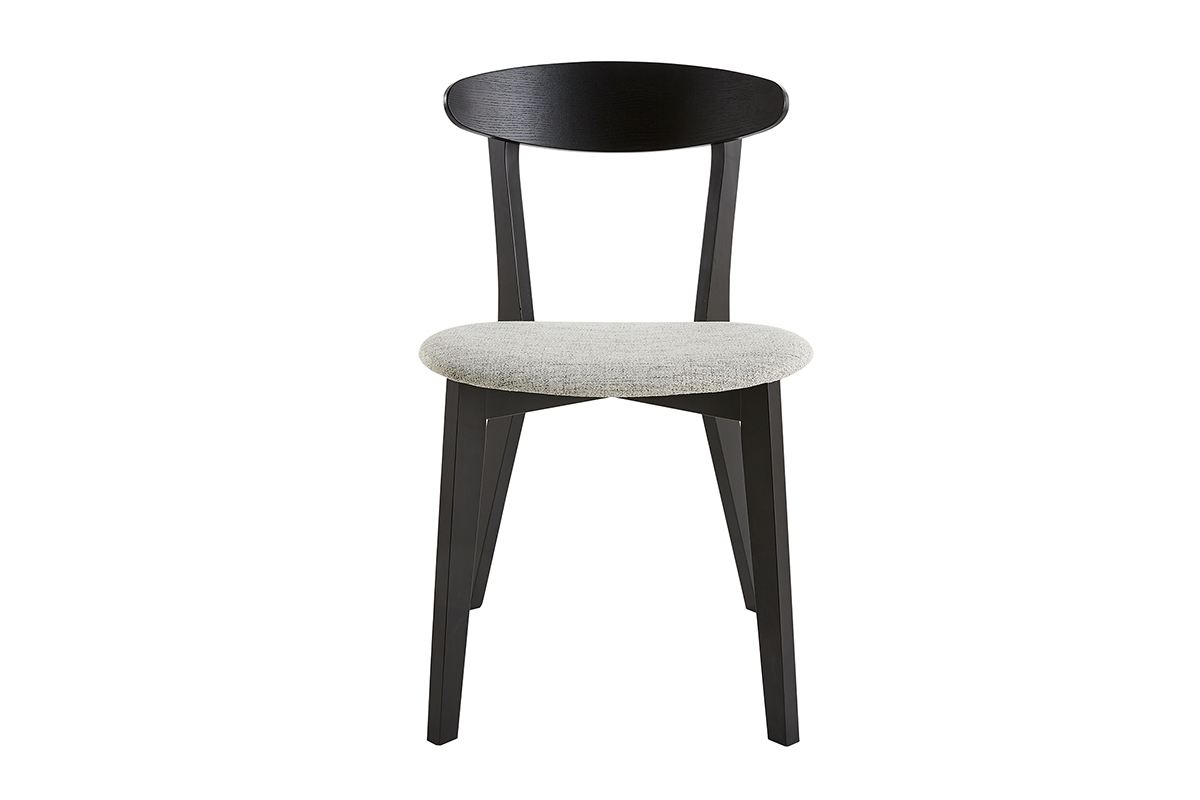 Chaises en bois noir et tissu gris clair (lot de 2) APRIL