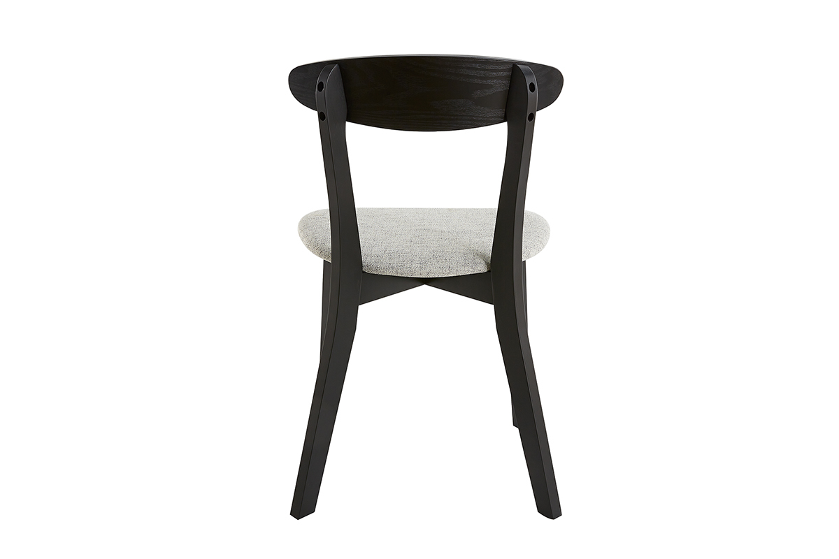 Chaises en bois noir et tissu gris clair (lot de 2) APRIL