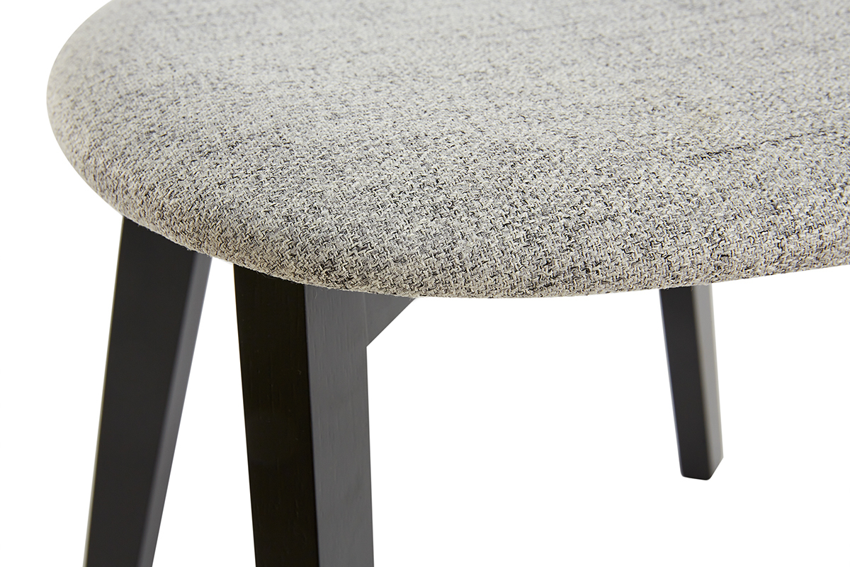 Chaises en bois noir et tissu gris clair (lot de 2) APRIL