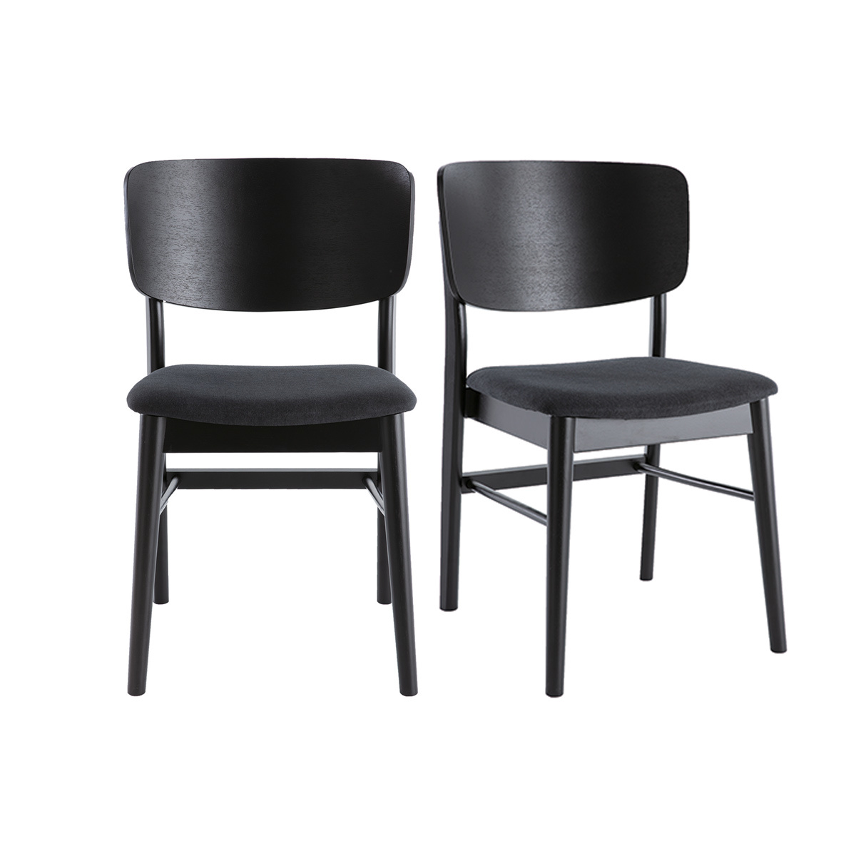 Chaises en bois noir et tissu gris foncé (lot de 2) SHELDON vue1