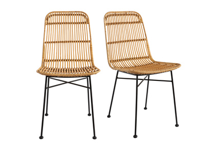 Chaises en rotin et métal noir (lot de 2) MALACCA