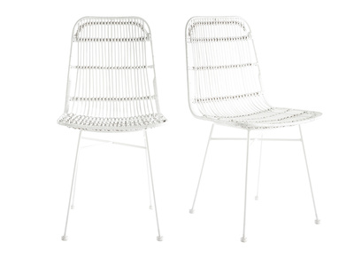 Chaises en rotin naturel blanc (lot de 2) MALACCA - Miliboo & St&eacute;phane Plaza
