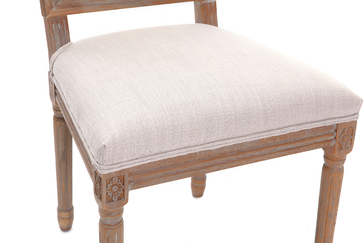 Chaises en tissu coloris naturel pieds bois clair (lot de 2) AMAURY