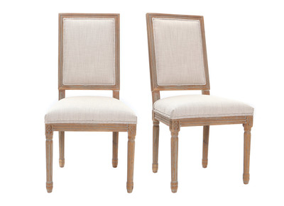 Chaises en tissu coloris naturel pieds bois clair (lot de 2) AMAURY
