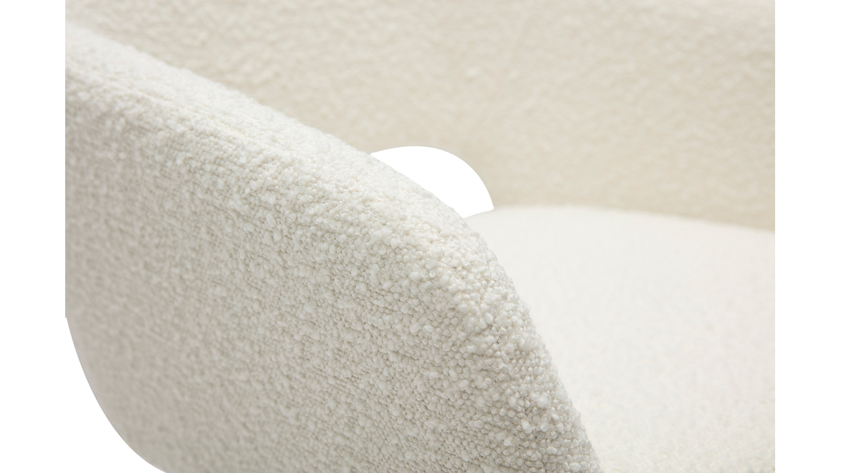 Chaises en tissu effet laine boucle blanc cass et mtal noir (lot de 2) LAURETTE