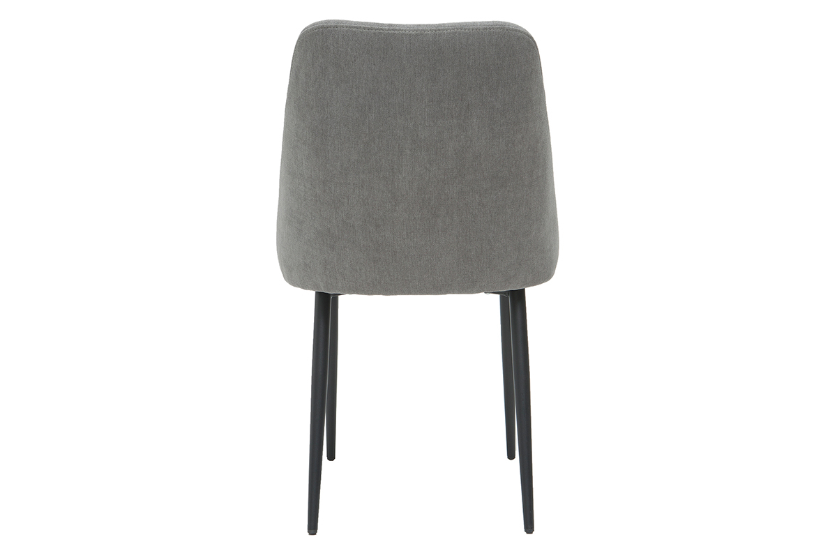 Chaises en tissu effet velours gris et m�tal noir (lot de 2) ELLO