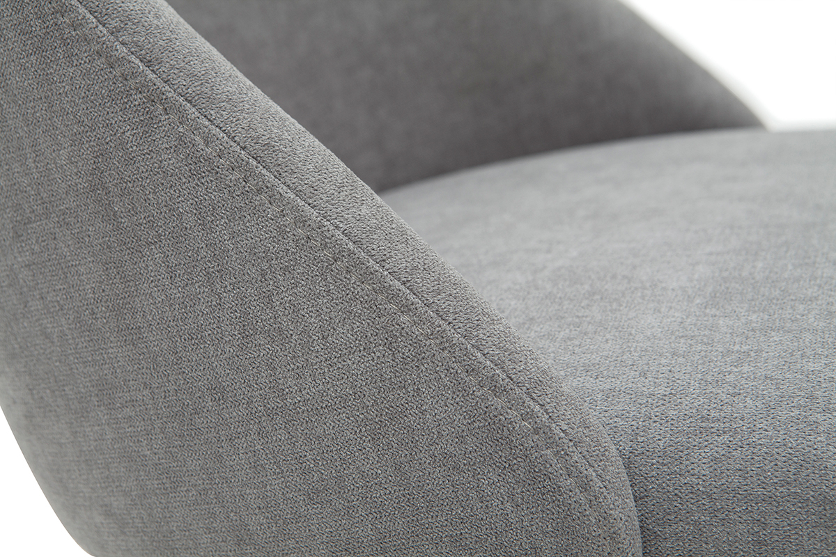 Chaises en tissu effet velours gris et m�tal noir (lot de 2) ELLO