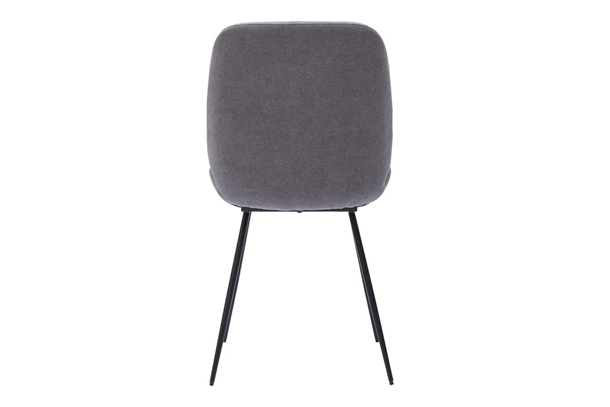 Chaises en tissu effet velours gris et m�tal noir (lot de 2) KAOLY