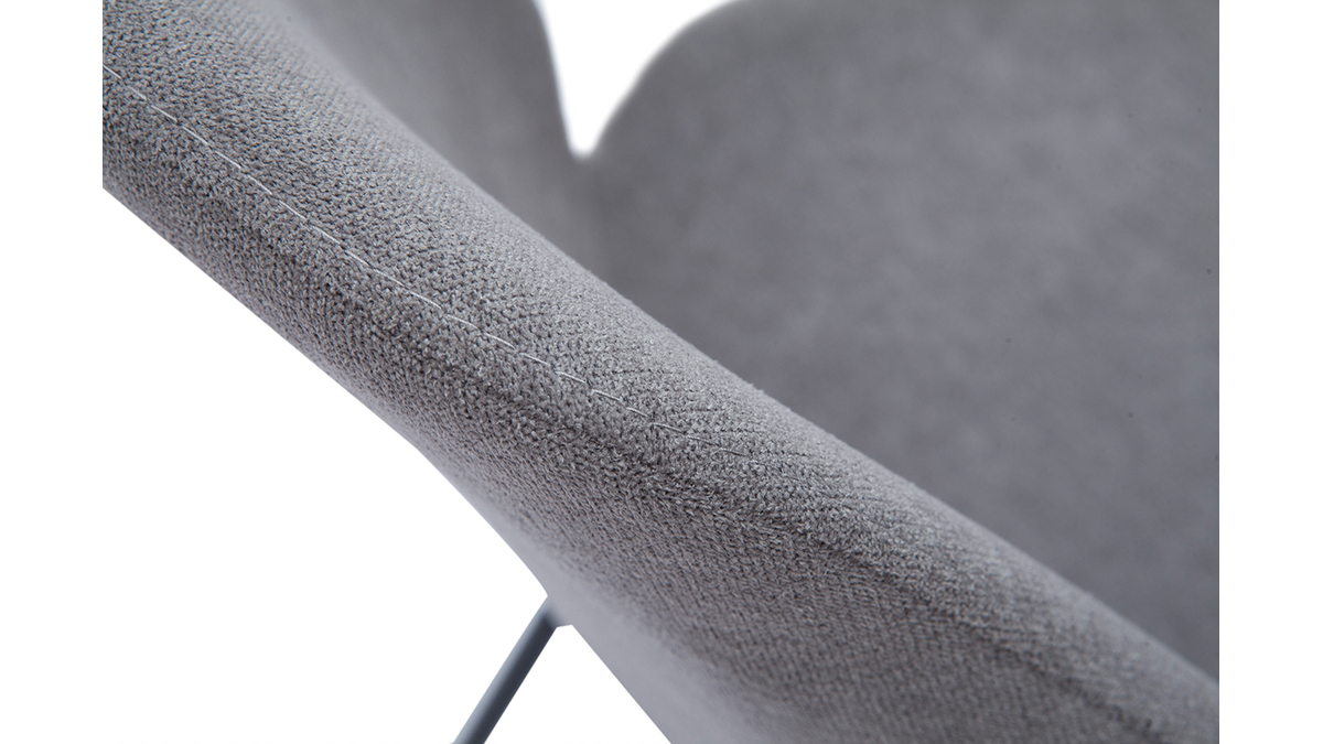 Chaises en tissu effet velours gris et mtal noir (lot de 2) KAOLY