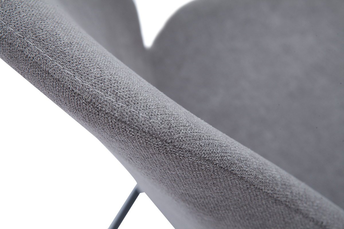 Chaises en tissu effet velours gris et m�tal noir (lot de 2) KAOLY