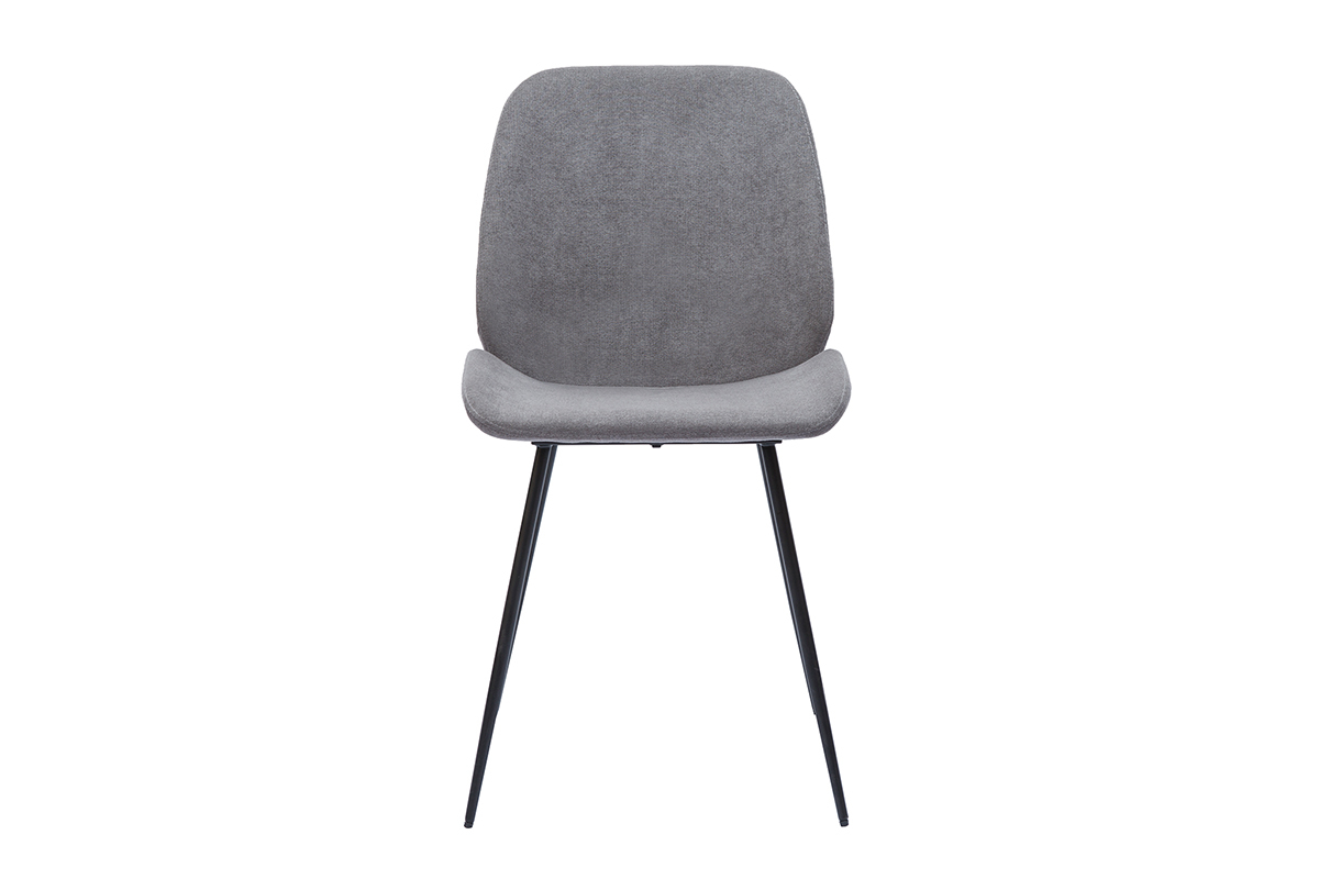 Chaises en tissu effet velours gris et m�tal noir (lot de 2) KAOLY
