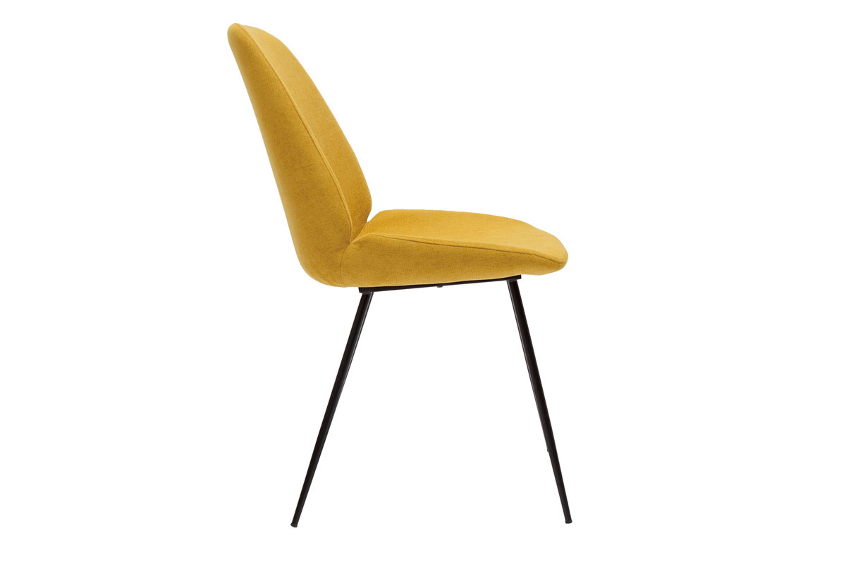 Chaises en tissu effet velours jaune moutarde et m�tal noir (lot de 2) KAOLY