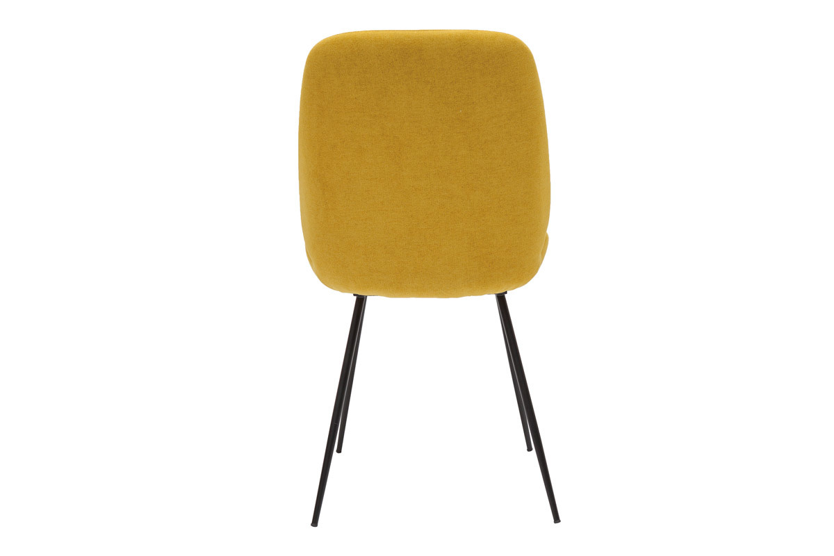 Chaises en tissu effet velours jaune moutarde et m�tal noir (lot de 2) KAOLY