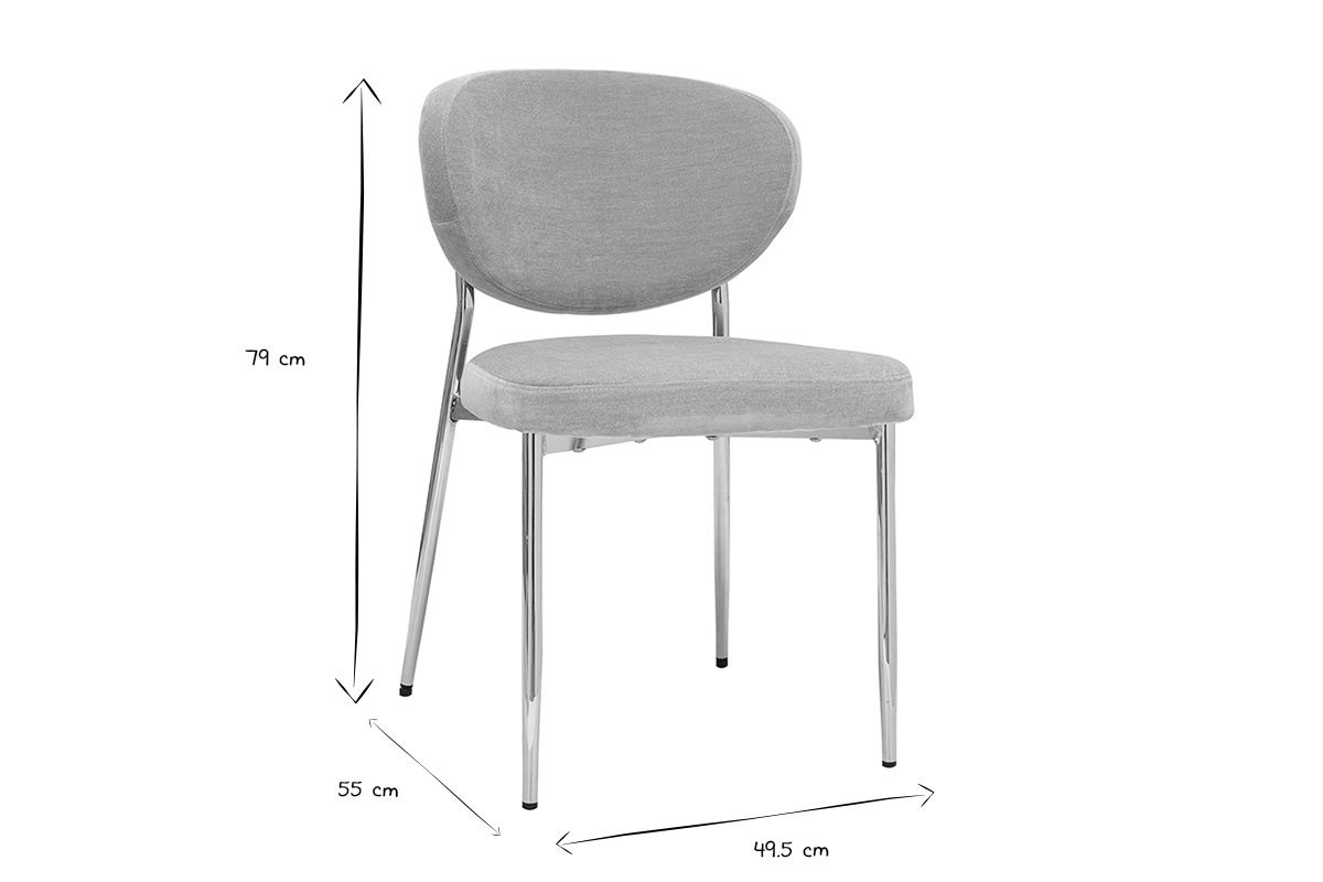 Dimensions des chaises BREKA en noir et blanc, 49,5 cm de large, 55 cm de profondeur, 79 cm de haut.