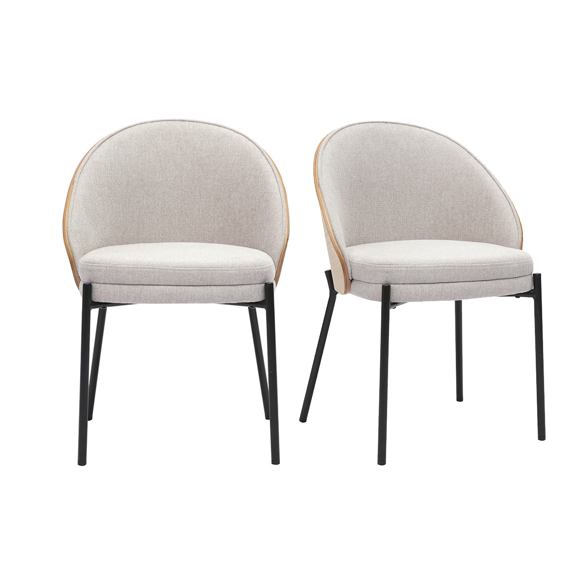 Chaises en tissu effet velours texturé beige, bois clair et métal (lot de 2) TUCSON