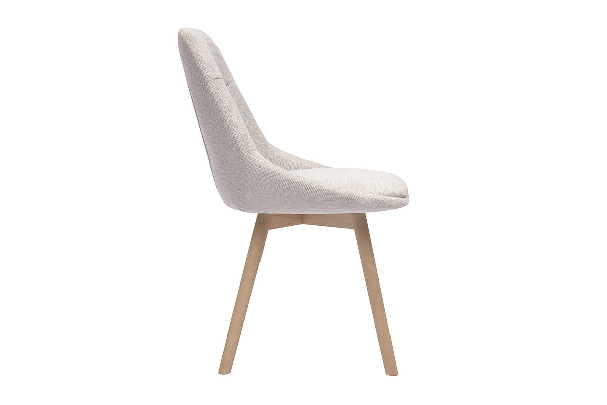 Chaise ALESS en tissu beige effet velours, vue de profil.