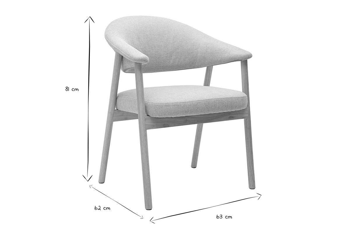 Dimensions de la chaise GIULIA : 81 cm de hauteur, 62 cm de largeur, 63 cm de profondeur, en noir et blanc.