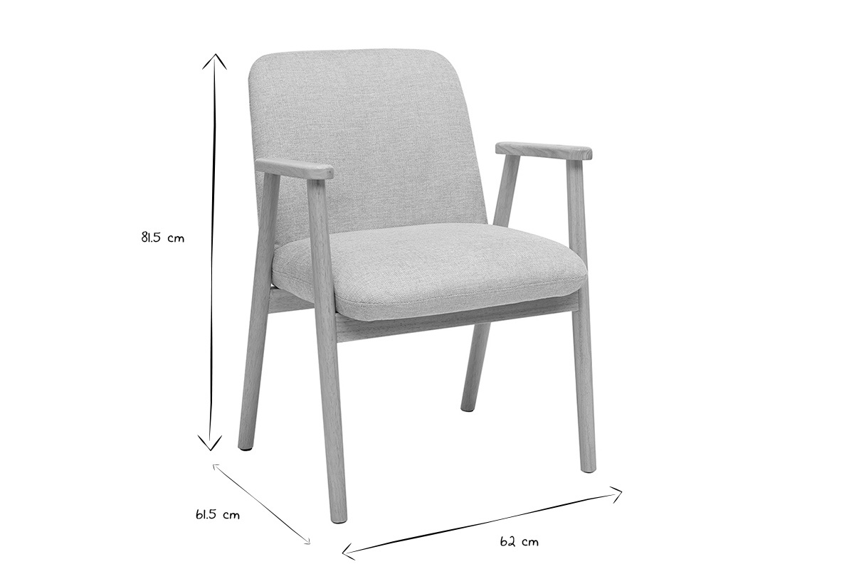 Dimensions de la chaise KITTY en noir et blanc : L62 x P61.5 x H81.5 cm, vue de face.