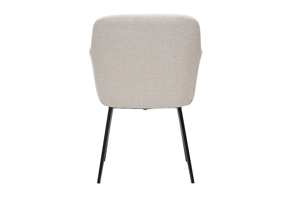 Chaise beige en tissu effet velours vue de dos, pitement en mtal noir.