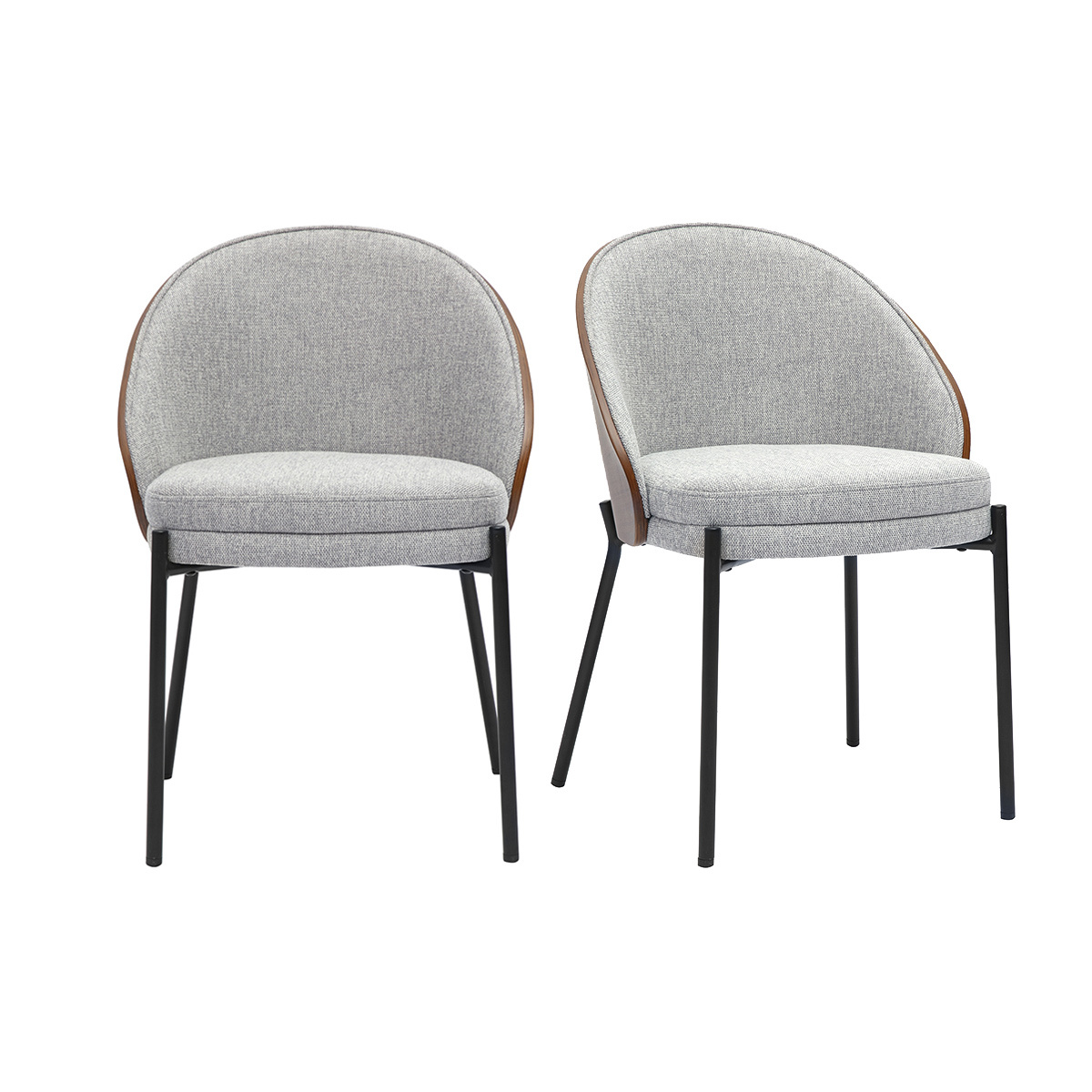 Chaises en tissu effet velours texturé gris, bois foncé et métal (lot de 2) TUCSON