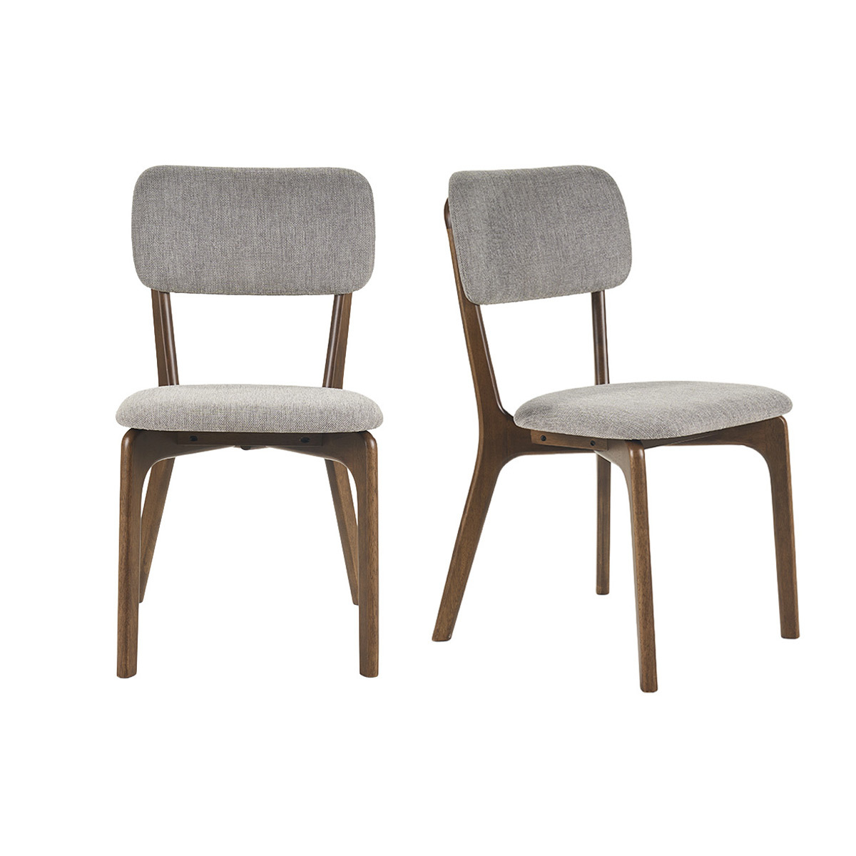 Chaises en tissu effet velours texturé gris et bois foncé (lot de 2) JOCA