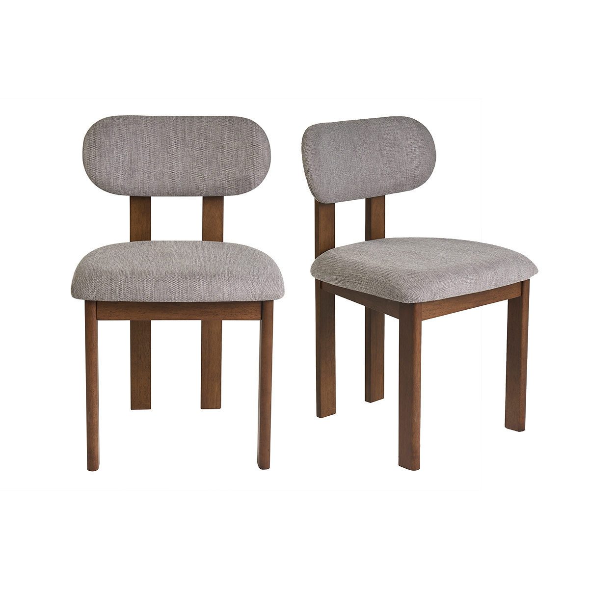 Chaises en tissu effet velours texturé gris et bois foncé (lot de 2) NORMI