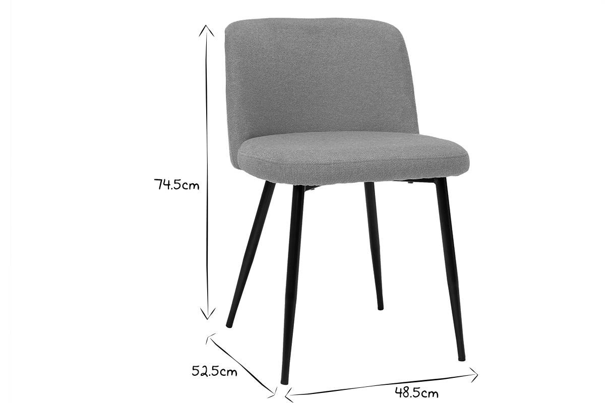 Chaises en tissu effet velours textur� jaune moutarde et m�tal noir (lot de 2) MONTI