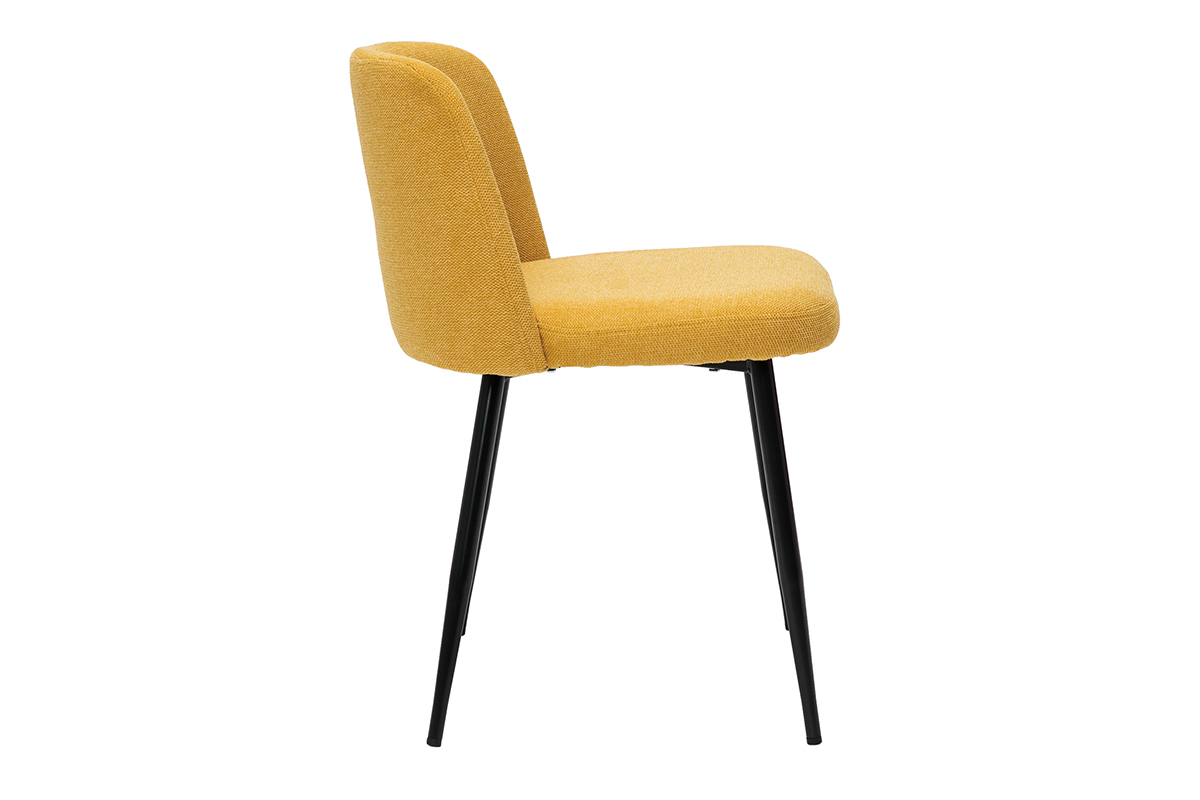 Chaises en tissu effet velours textur� jaune moutarde et m�tal noir (lot de 2) MONTI