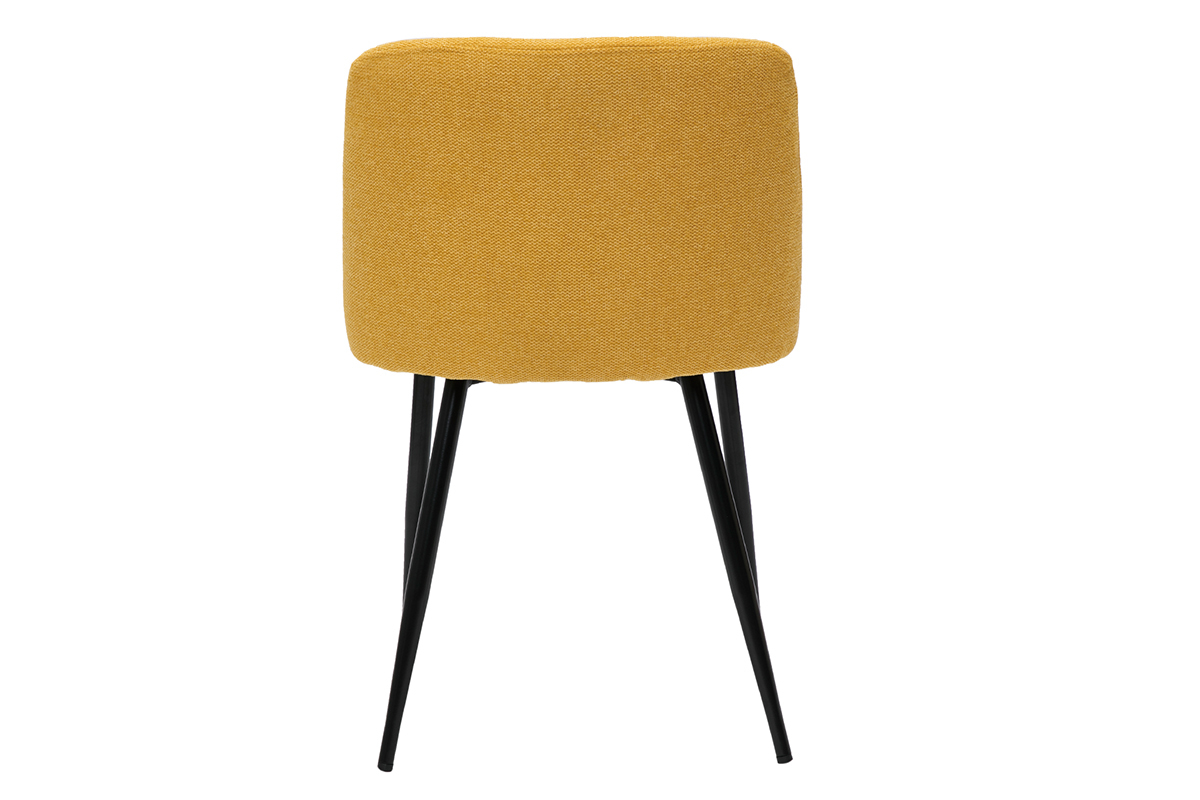 Chaises en tissu effet velours textur� jaune moutarde et m�tal noir (lot de 2) MONTI