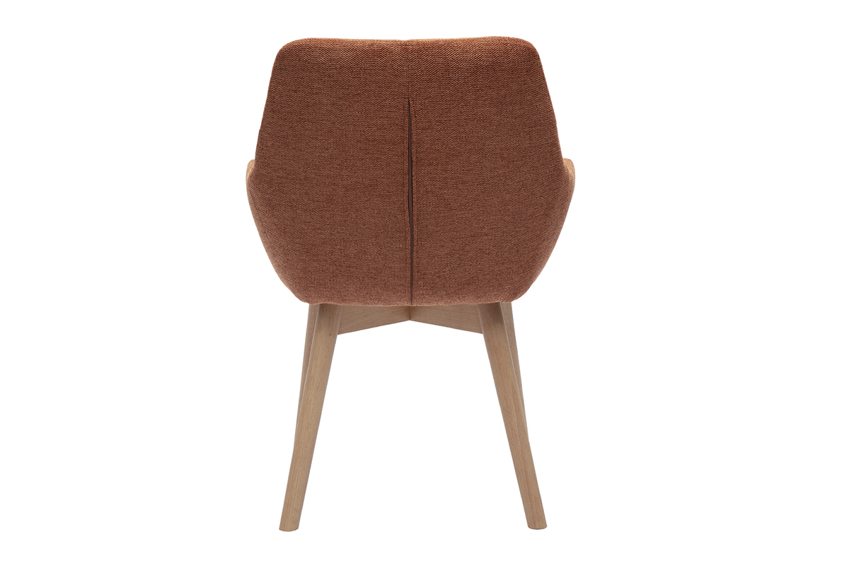 Chaise en tissu terre brle, vue arrire, pieds en bois clair.
